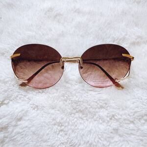 Ruth Clear Brown & Pink Round Metal Sunglasses